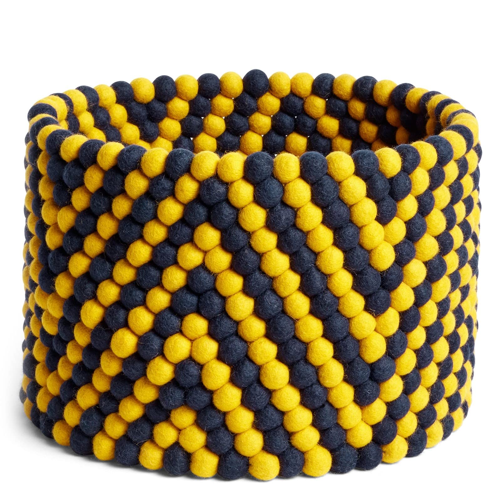 HAY Korb Bead Chevron aus 100% Wolle in der Farbe Gelb H: 27 cm Ø